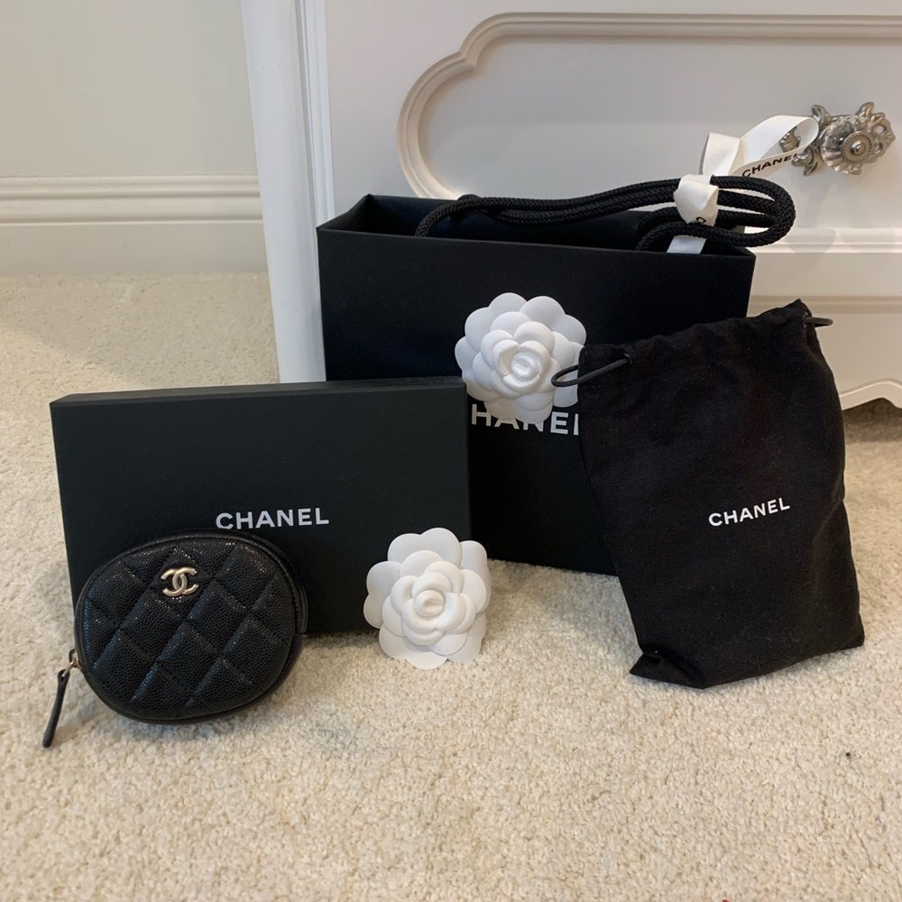 Chanel coin purse caviar leather black